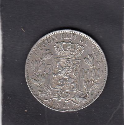 Beschrijving: 5 Francs fr LEOPOLD II w dot